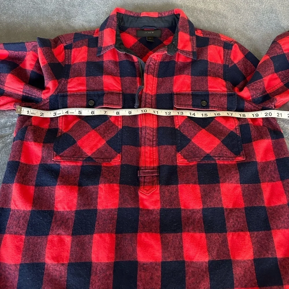 J. Crew Wool Blend Buffalo Check Navy Blue Red Plaid Shirt Shacket Size M
